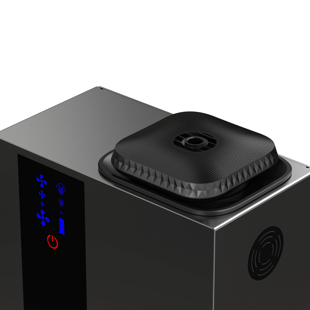 ARO-HOME diffuser with adjustable time settings, up to 1,200 sqft coverage, and a large 200ml oil bottle for long-lasting fragrance.