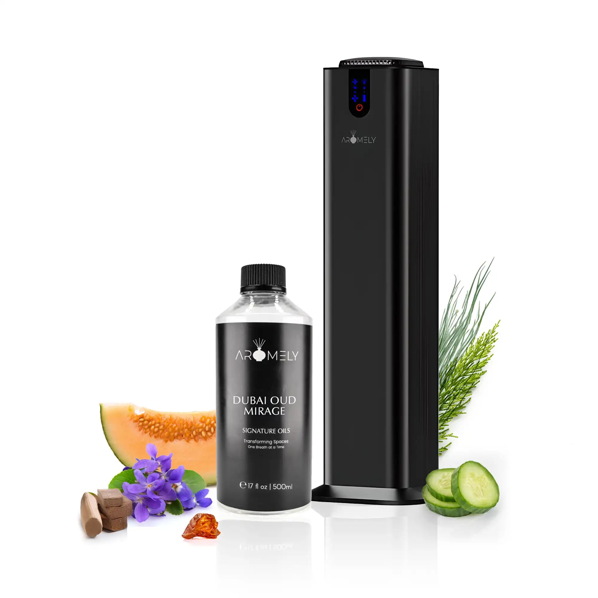 ito fukuoka 「Aura」 black Aro Tower Scent Diffuser + Dubai Oud Mirage (500ml) Gift Set – AROMELY