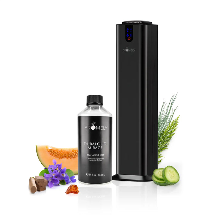 Aro Tower Scent Diffuser + Dubai Oud Mirage (500ml) Gift Set - AROMELY