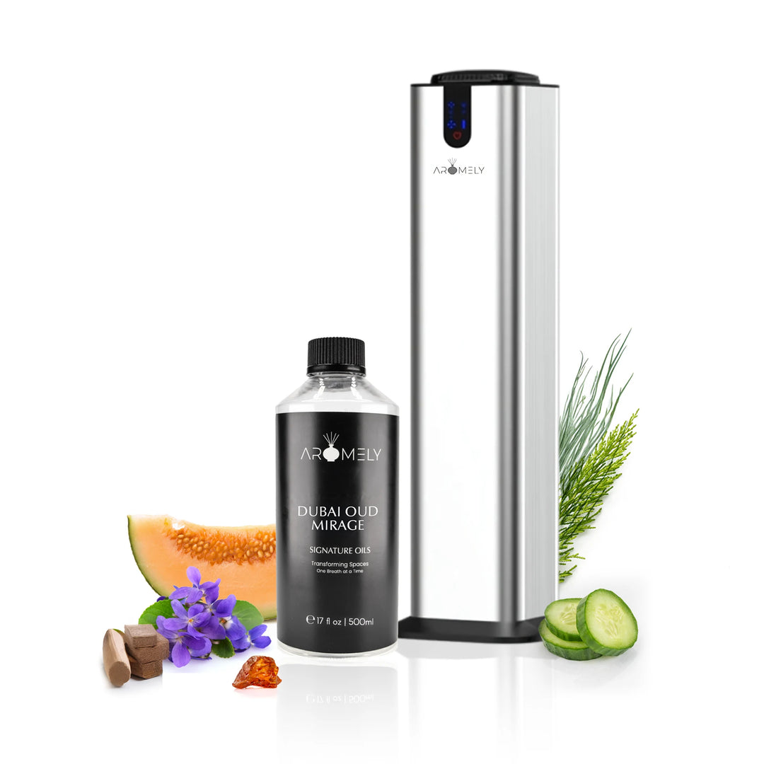Aro Tower Scent Diffuser + Dubai Oud Mirage (500ml) Gift Set - AROMELY