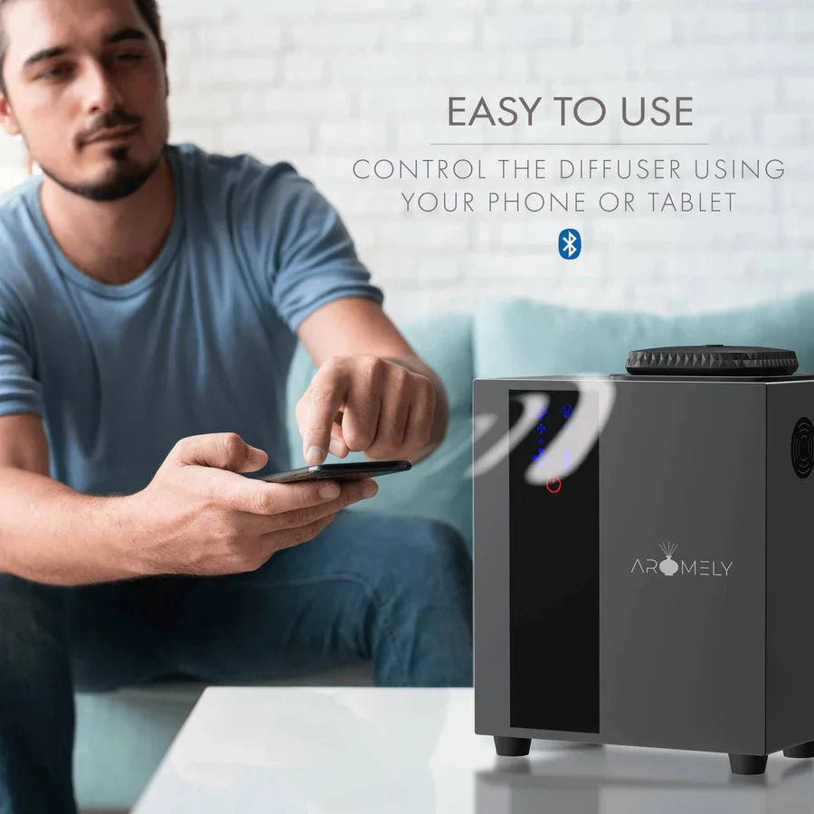 Aromely ARO-HOME HVAC scent diffuser by Aromely, 1,800 sq ft Bluetooth-controlled coverage with phone or tablet