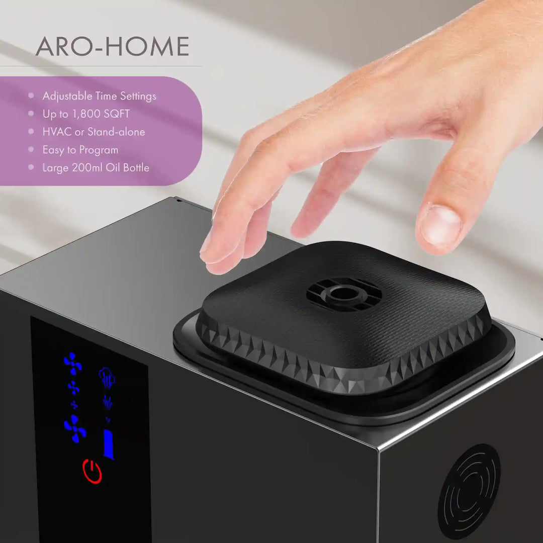 Aromely ARO-HOME HVAC scent diffuser by Aromely, 1,800 sq ft Bluetooth-controlled coverage specifications