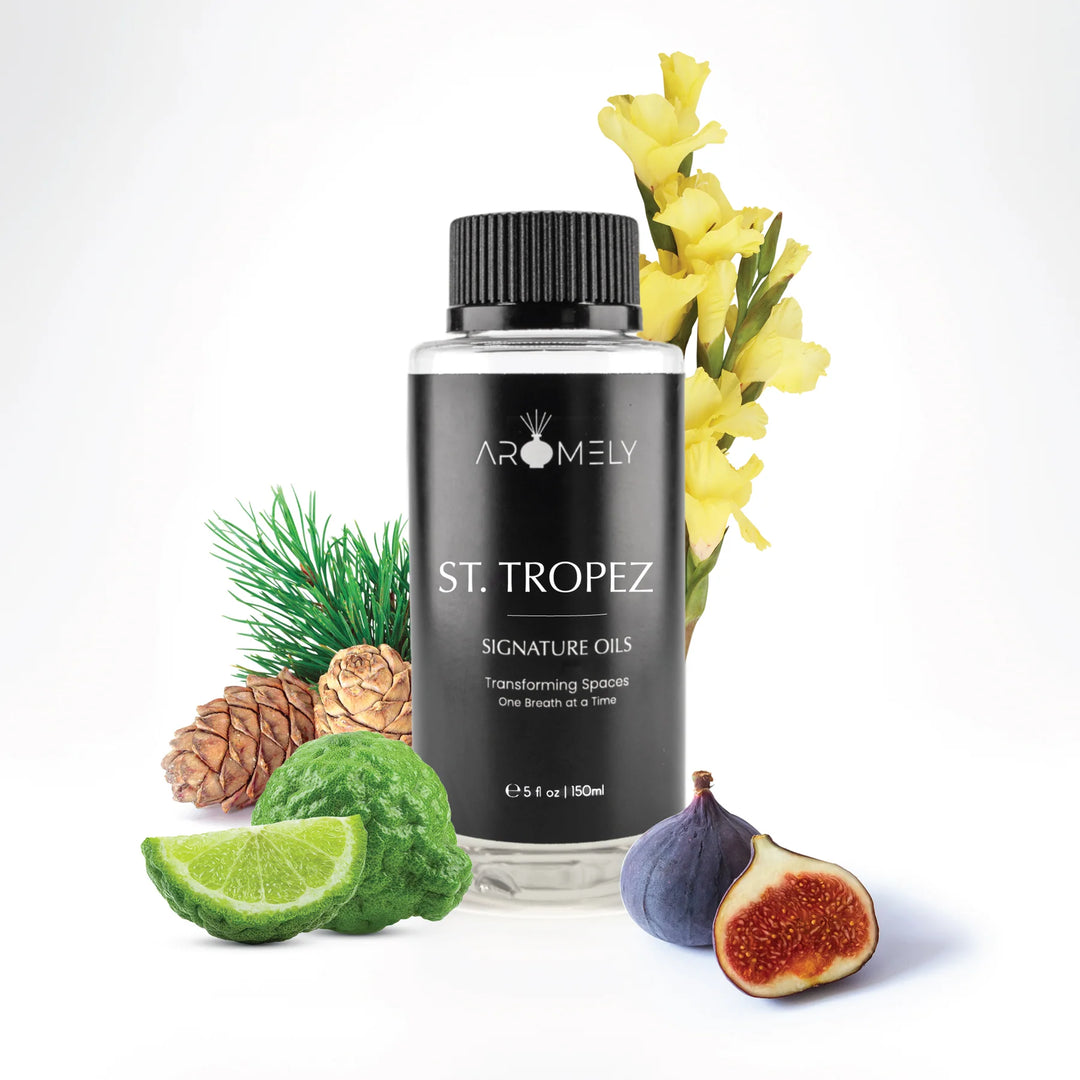 Aromely St. Tropez diffuser oil 150ml bottle with bergamot, fig, pine, cedar and floral notes