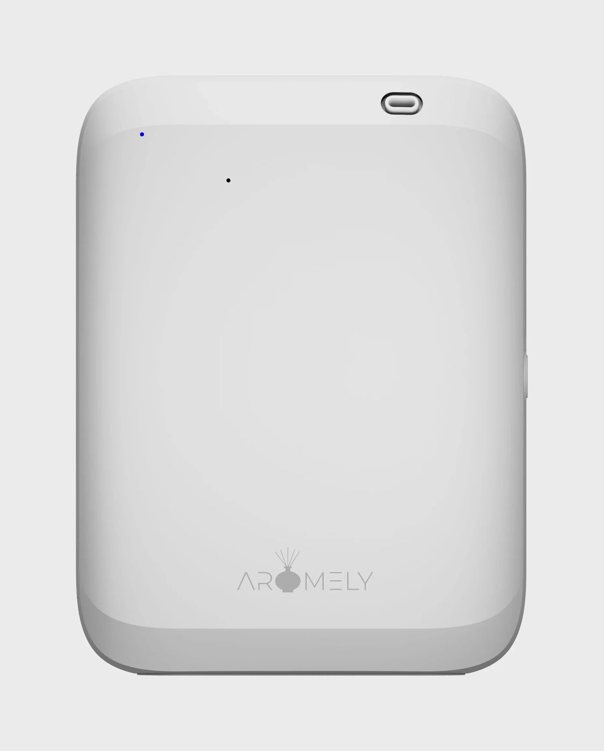 ARO LUX battery or plug-in scent diffuser in white, front three-quarter view