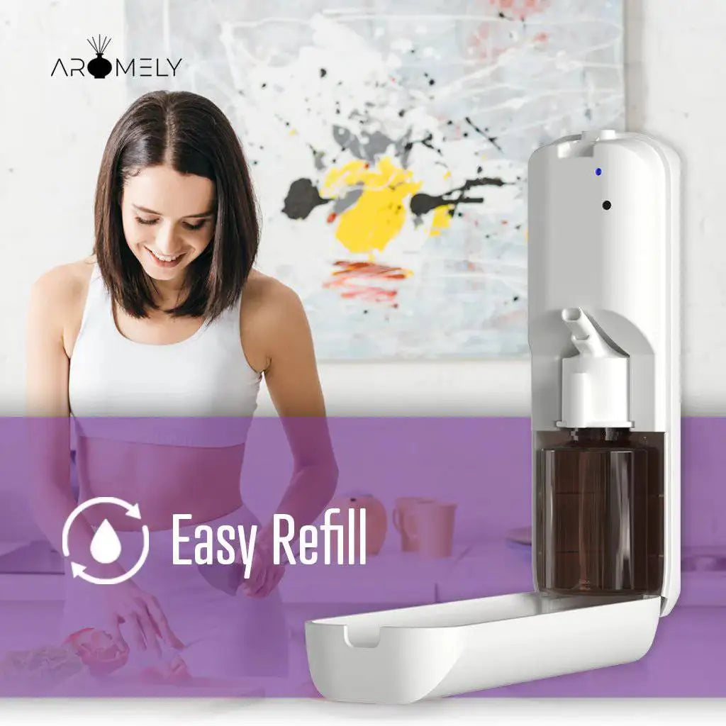 Aromely ARO-BLISS Bluetooth scent diffuser fills rooms with pure fragrance with easy refill