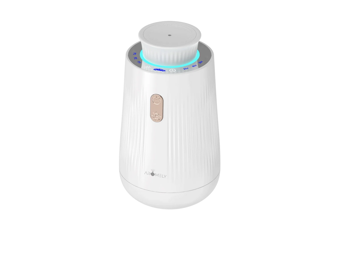 Portable Aromely silver car diffuser for sedans and SUVs, luxury scent diffuser