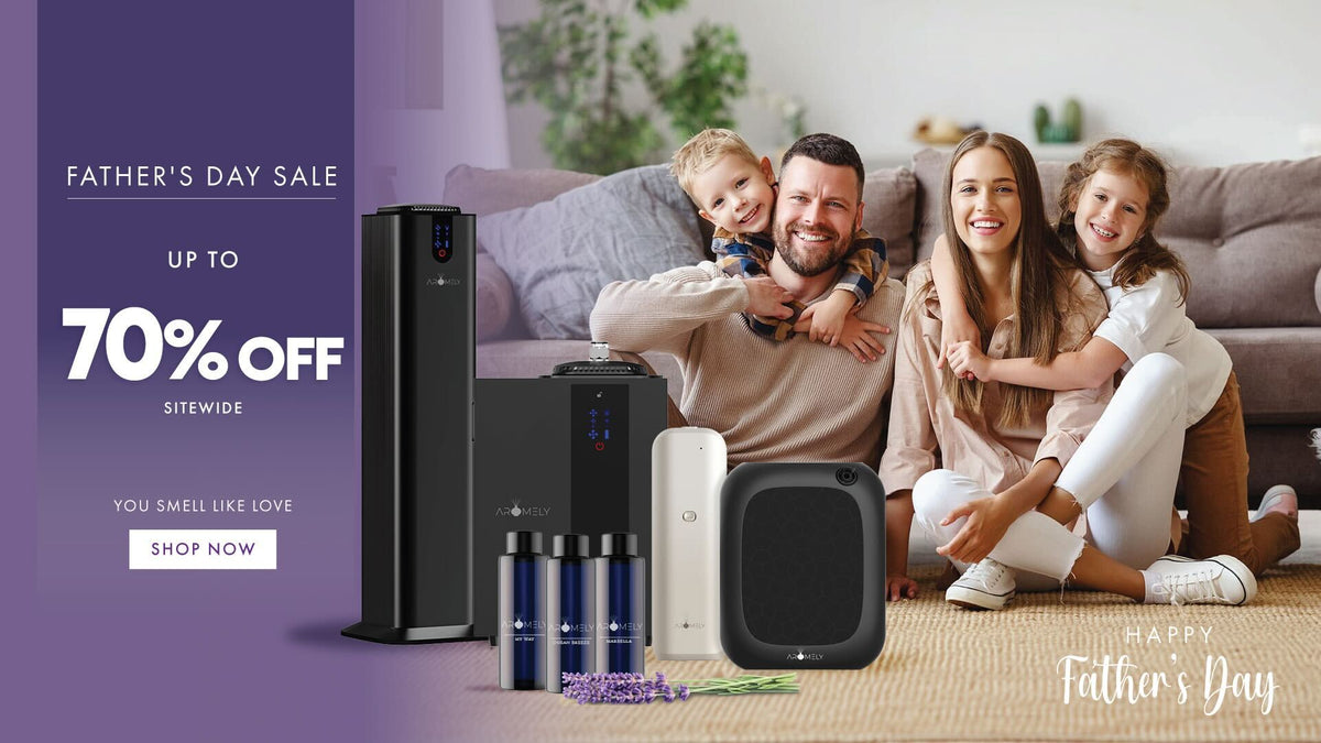 Father's Day promotional graphic featuring a family