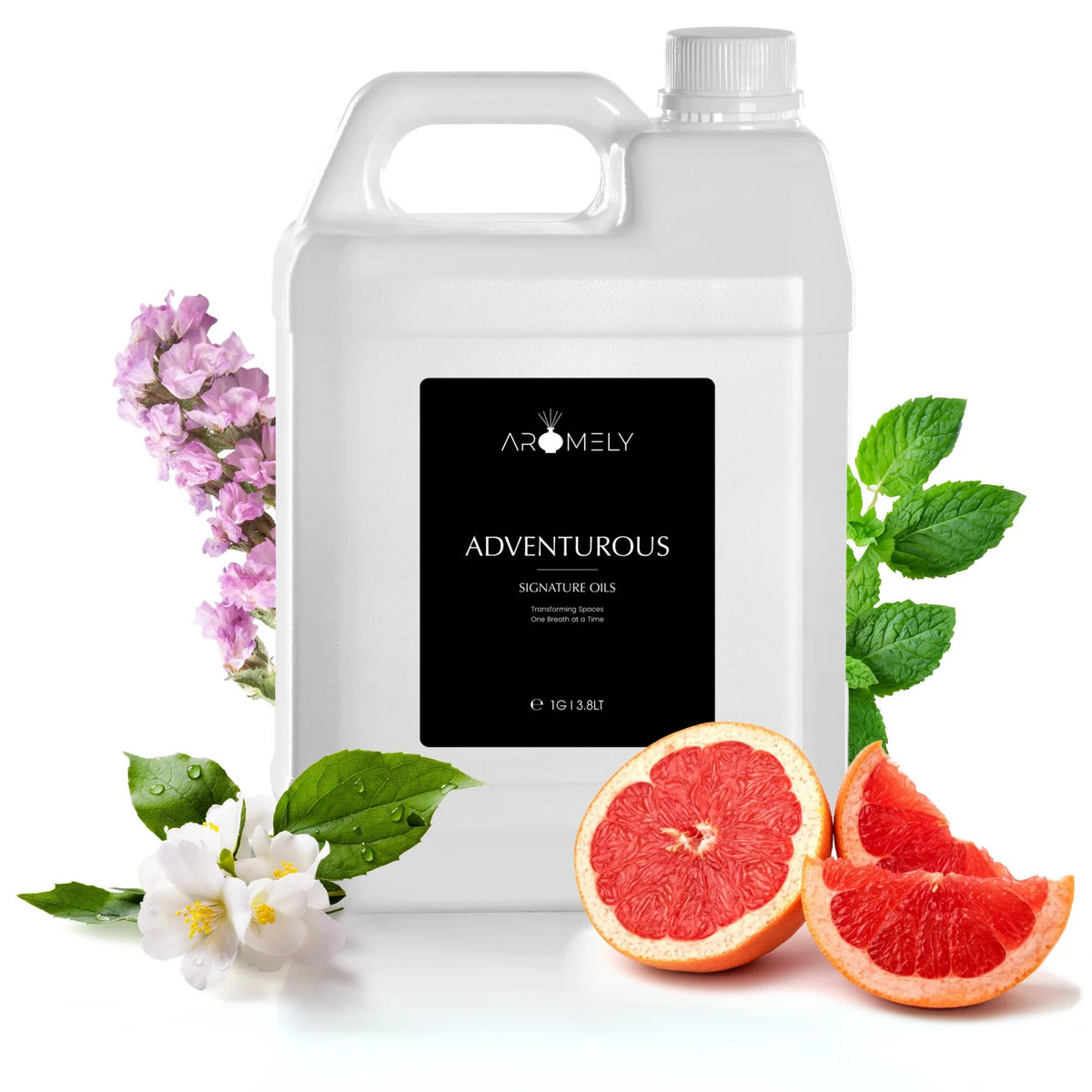 Aromely Adventurous diffuser oil gallon bottle with grapefruit, mint, jasmine and lilac