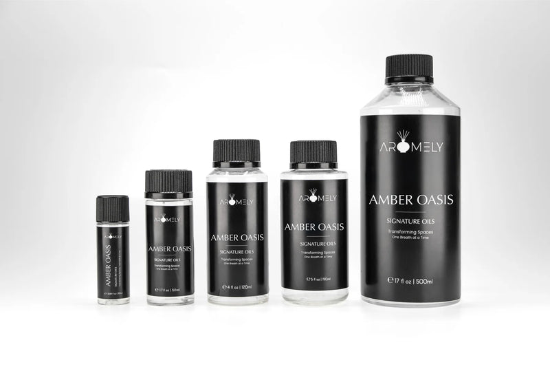 Aromely Amber Oasis diffuser oil all sizes bottle with lime, tea leaves, jasmine and amber