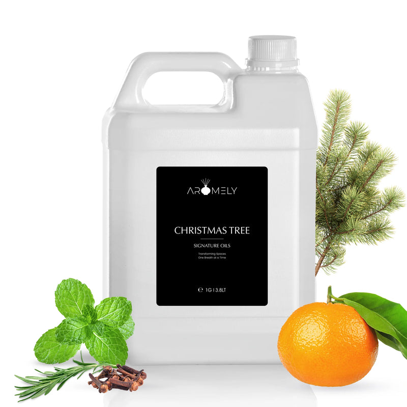Aromely Christmas Tree diffuser oil gallon bottle with pine, orange, mint, rosemary and clove
