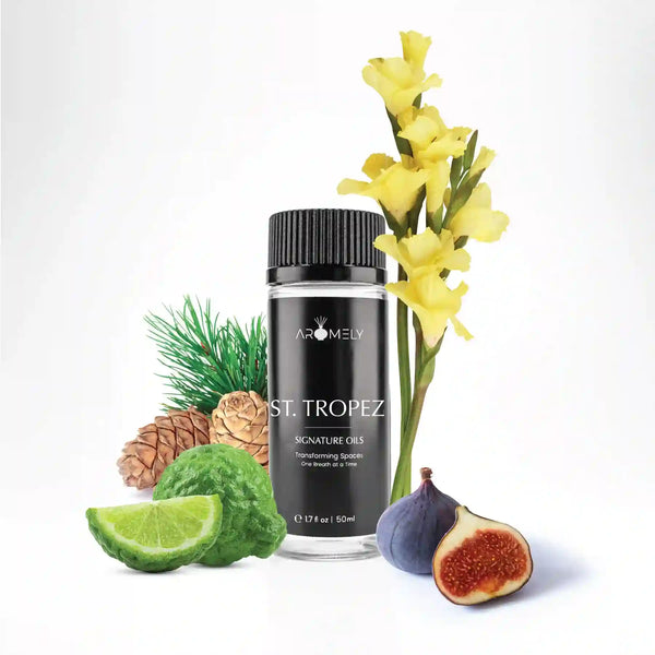Aromely St. Tropez diffuser oil 50ml bottle with bergamot, fig, pine, cedar and floral notes