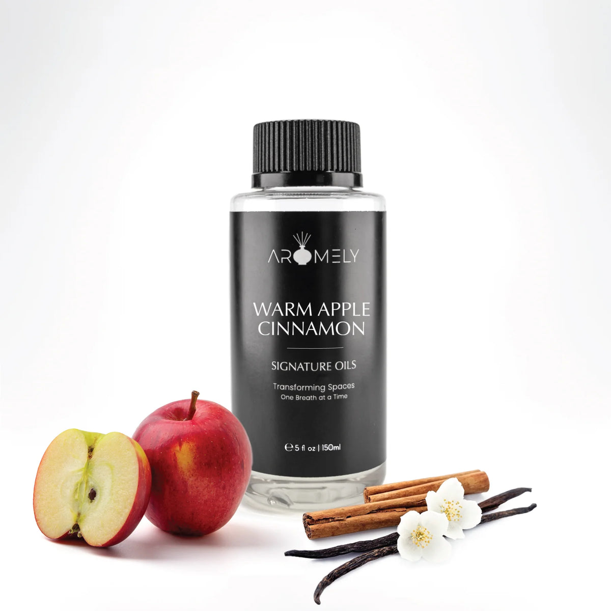 Aromely Warm Apple Cinnamon diffuser oil 150ml bottle with apple, cinnamon, vanilla and spice
