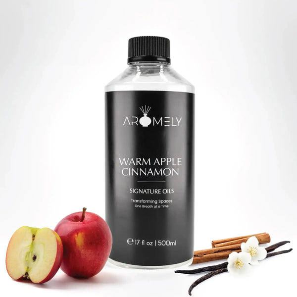 Aromely Warm Apple Cinnamon diffuser oil 500ml bottle with apple, cinnamon, vanilla and spice