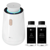 ARO-HOME diffuser with LED display and two 50ml essential oils in 'My Way' and 'Royal Dreams' scents by Aromely.