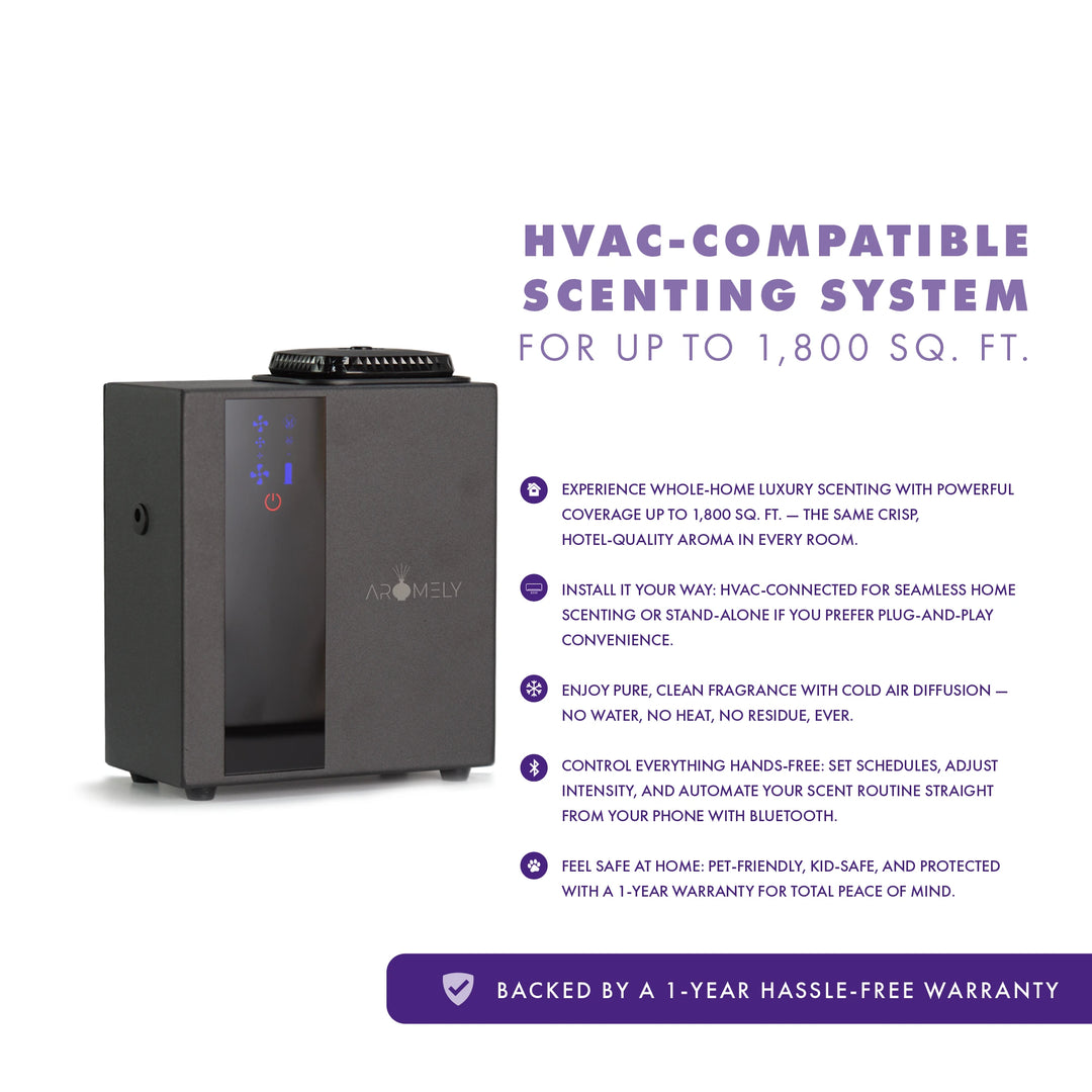 ARO HOME - Smart HVAC Scent Diffuser Up to 1,800 Sqft - Bluetooth & Waterless - AROMELY 