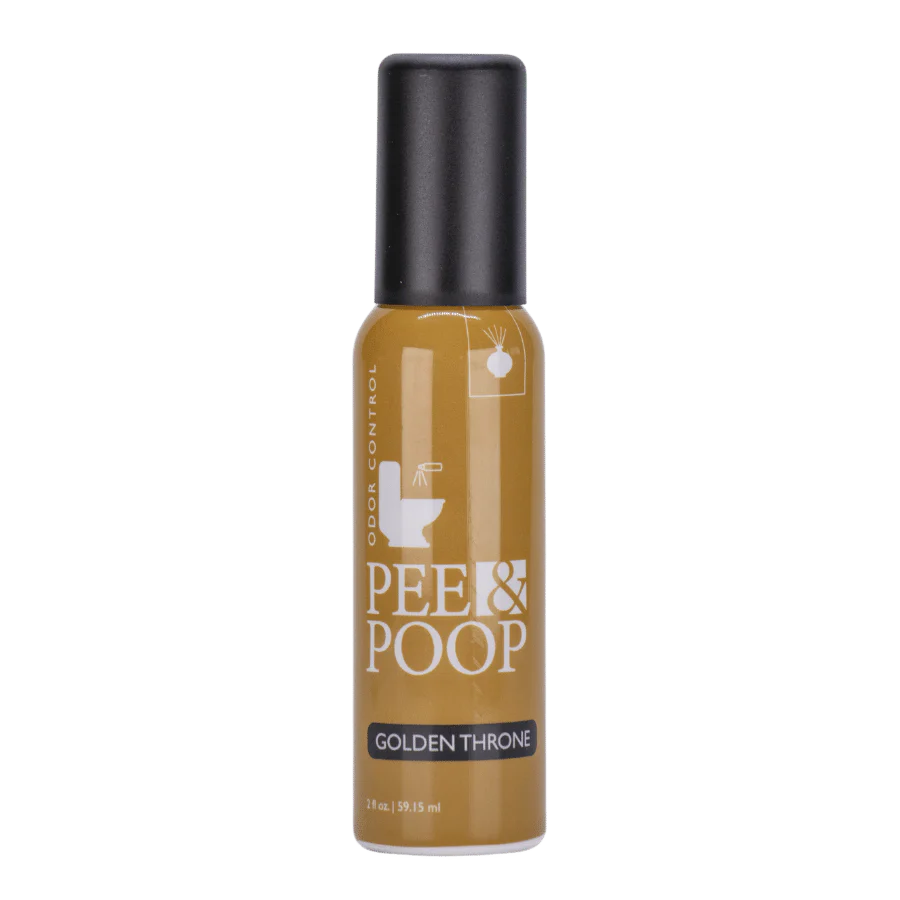 Aromely Pee & Poop Golden Throne toilet odor spray 2oz bottle for bathroom freshness
