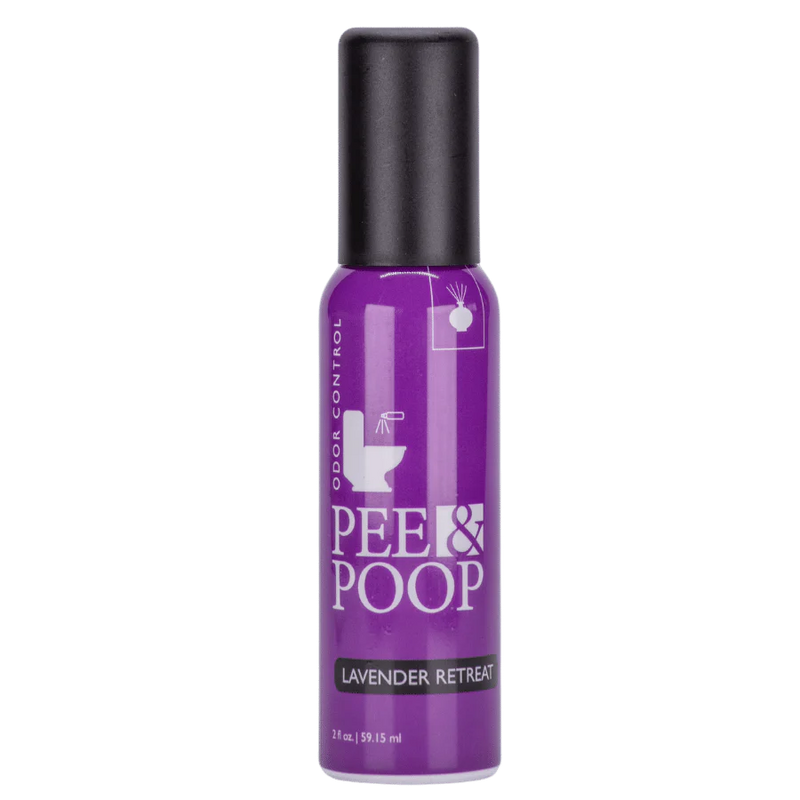 Aromely Pee & Poop Lavender Retreat toilet odor spray 2oz bottle with calming lavender scent