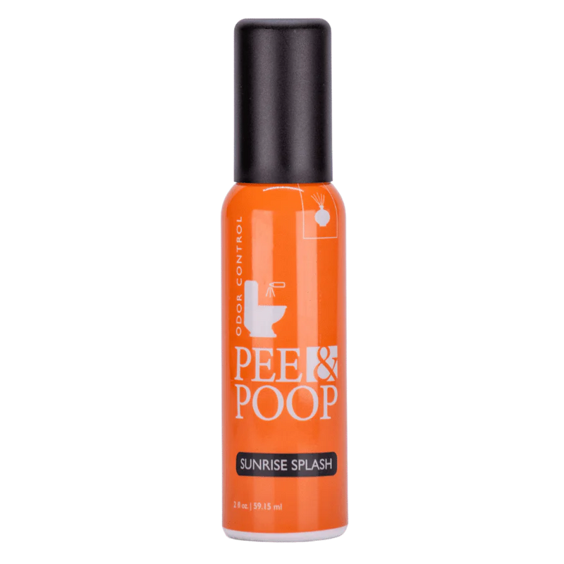 Aromely Pee & Poop Sunrise Splash toilet odor spray 2oz bottle with bright citrus freshness