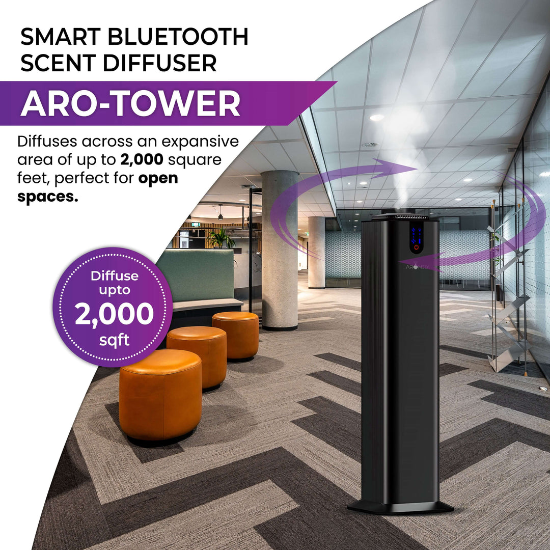 Aromely Smart Bluetooth Scent Diffuser up to 2,000 SQSF (Open Areas) - AROMELYARO-TOWER-Black