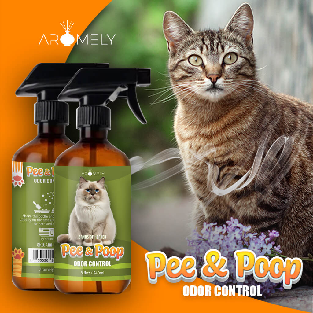 Pee & Poop - Sands Heavens Cat Odor Eliminator Spray 8oz - Fresh Scent for Litter Boxes & Beyond - Made in USA - AROMELYARO-S5105